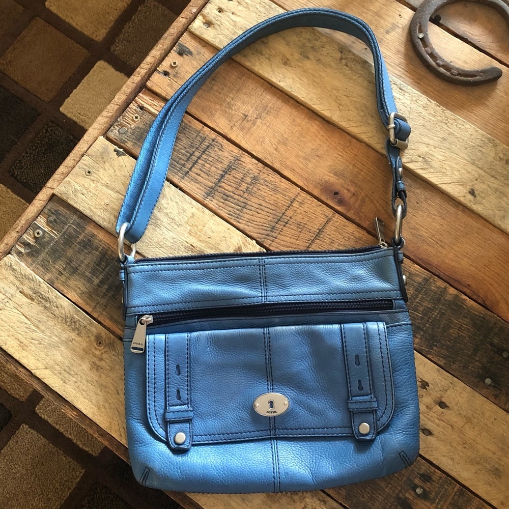 FOSSIL Blue Leather Crossbody Bag